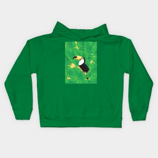 Toucan and banana leaves Kids Hoodie